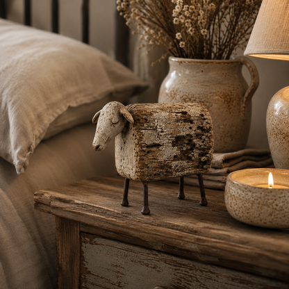 Vintage Distressed Sheep  Sculpture