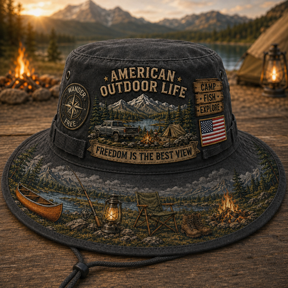 🔥Hot Sale🔥 - ☀️🚙American Outdoor Life Vintage Boonie Hat – Camp, Fish & Explore🎣