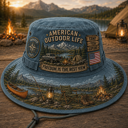 🔥Hot Sale🔥 - ☀️🚙American Outdoor Life Vintage Boonie Hat – Camp, Fish & Explore🎣