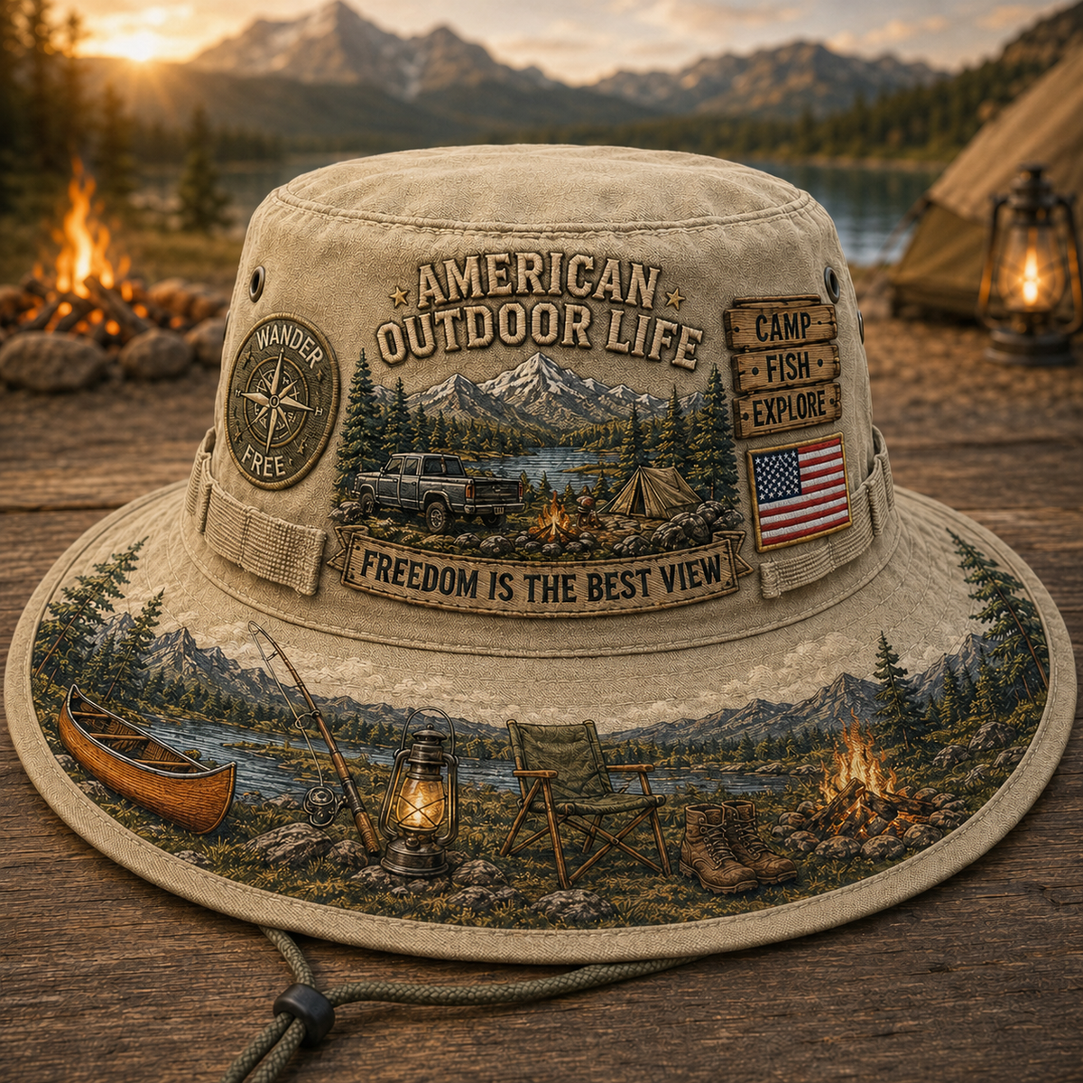 🔥Hot Sale🔥 - ☀️🚙American Outdoor Life Vintage Boonie Hat – Camp, Fish & Explore🎣