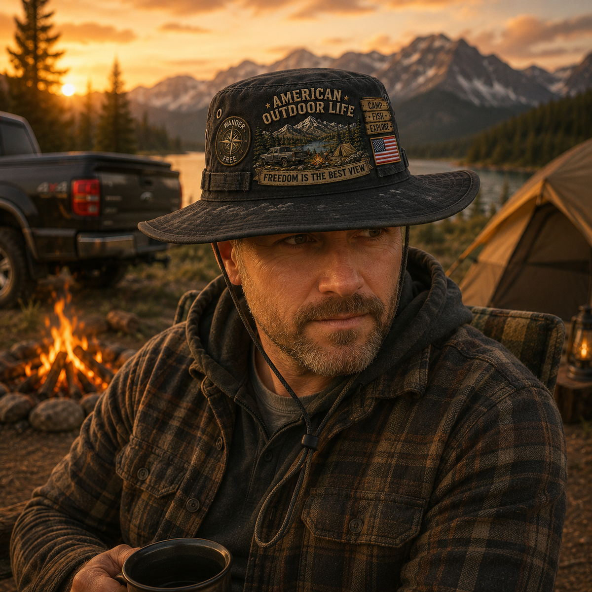 🔥Hot Sale🔥 - ☀️🚙American Outdoor Life Vintage Boonie Hat – Camp, Fish & Explore🎣