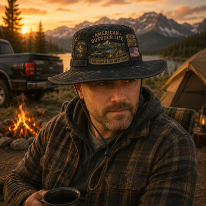 🔥Hot Sale🔥 - ☀️🚙American Outdoor Life Vintage Boonie Hat – Camp, Fish & Explore🎣