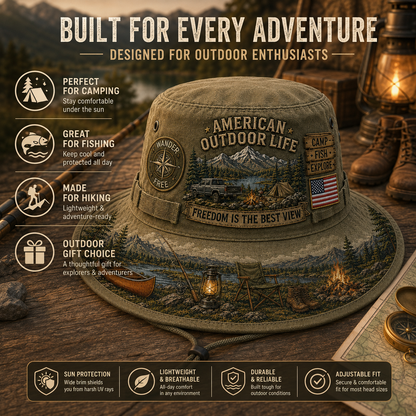 🔥Hot Sale🔥 - ☀️🚙American Outdoor Life Vintage Boonie Hat – Camp, Fish & Explore🎣