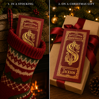 🎅 Personalized Santa Christmas Cash Holder 🎁 Custom Name Xmas Money Envelope