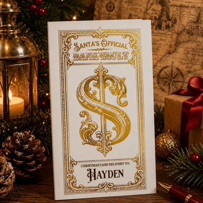 🎅 Personalized Santa Christmas Cash Holder 🎁 Custom Name Xmas Money Envelope