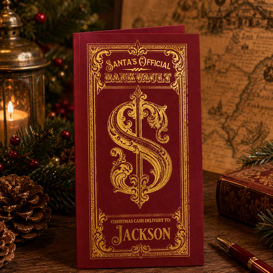 🎅 Personalized Santa Christmas Cash Holder 🎁 Custom Name Xmas Money Envelope