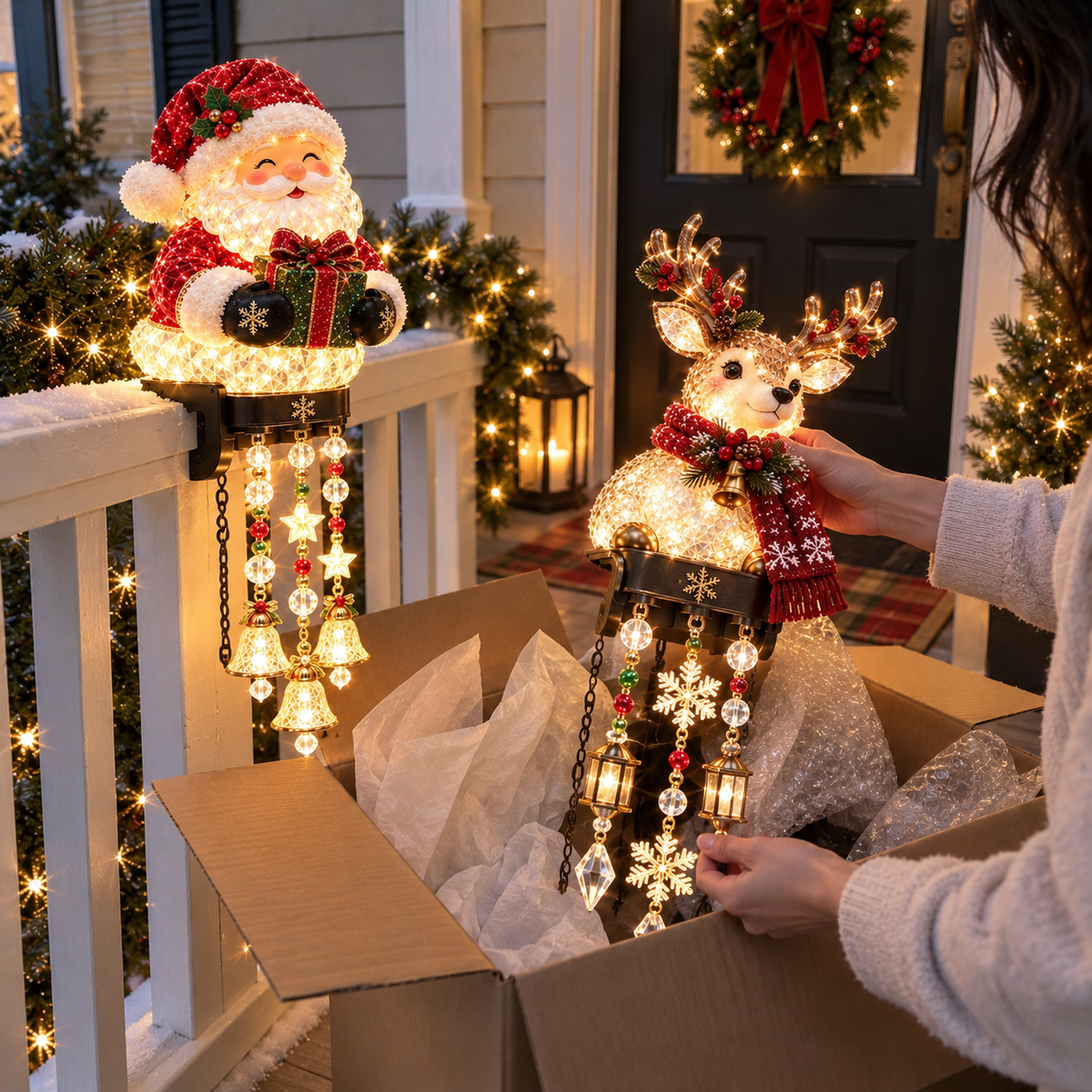 🔥Hot Sale🔥 -🎄 Christmas Porch Railing Lights – 4 Festive Character Designs