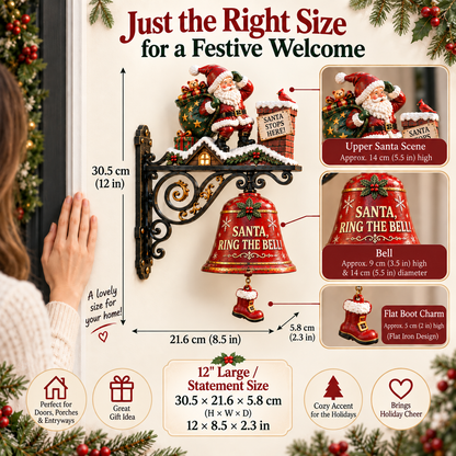 🎅 Santa, Ring the Bell! Iron Christmas Door Bell — Vintage Holiday Porch & Entryway Decor