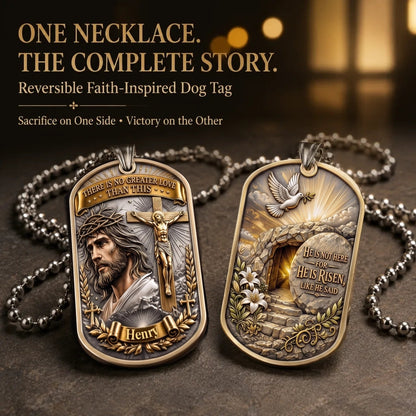 ✝️❤️Personalized "Greater Love" 3D Jesus Dog Tag Necklace - Customized Christian Faith Keepsake