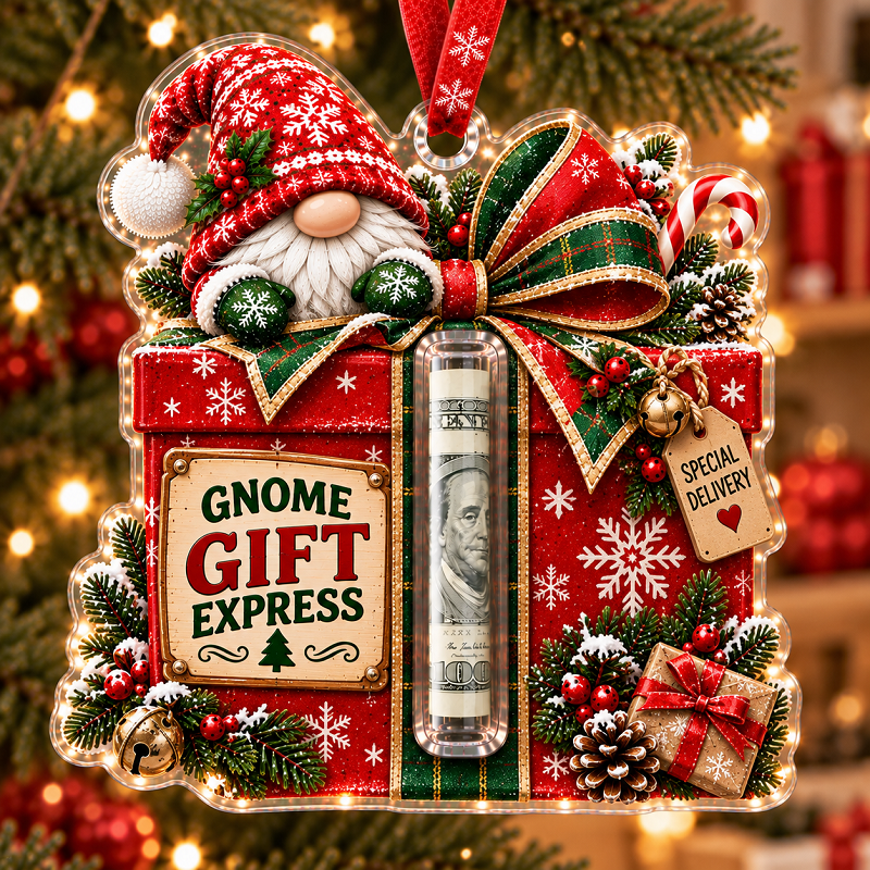 🎄 Gnome Christmas Cash Holder Ornament – Money Gift Holder