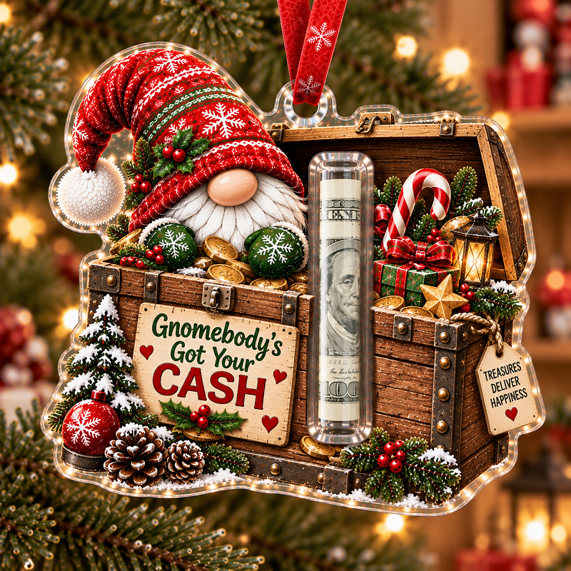 🎄 Gnome Christmas Cash Holder Ornament – Money Gift Holder