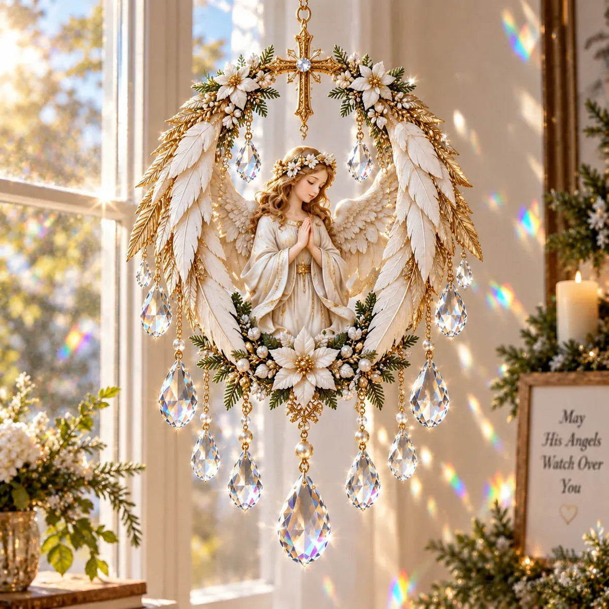 ✝️ Christian Crystal Suncatcher – 5 Faith-Inspired Window Designs with Cascading Rainbow Crystals ✨☀️