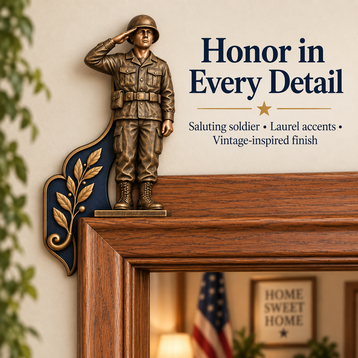 🎖️✨ "A Veteran Lives Here" – Proudly Served 3-Piece Door Frame Decor Set