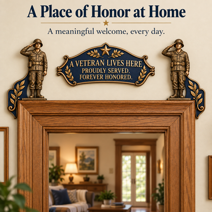 🎖️✨ "A Veteran Lives Here" – Proudly Served 3-Piece Door Frame Decor Set