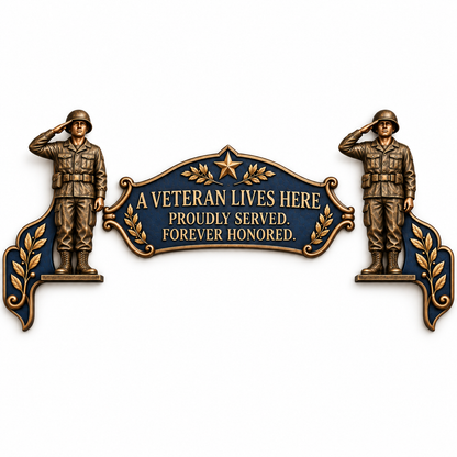 🎖️✨ "A Veteran Lives Here" – Proudly Served 3-Piece Door Frame Decor Set