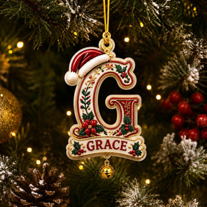 Personalized Christmas Initial Ornament – Custom Name & Family Keepsake