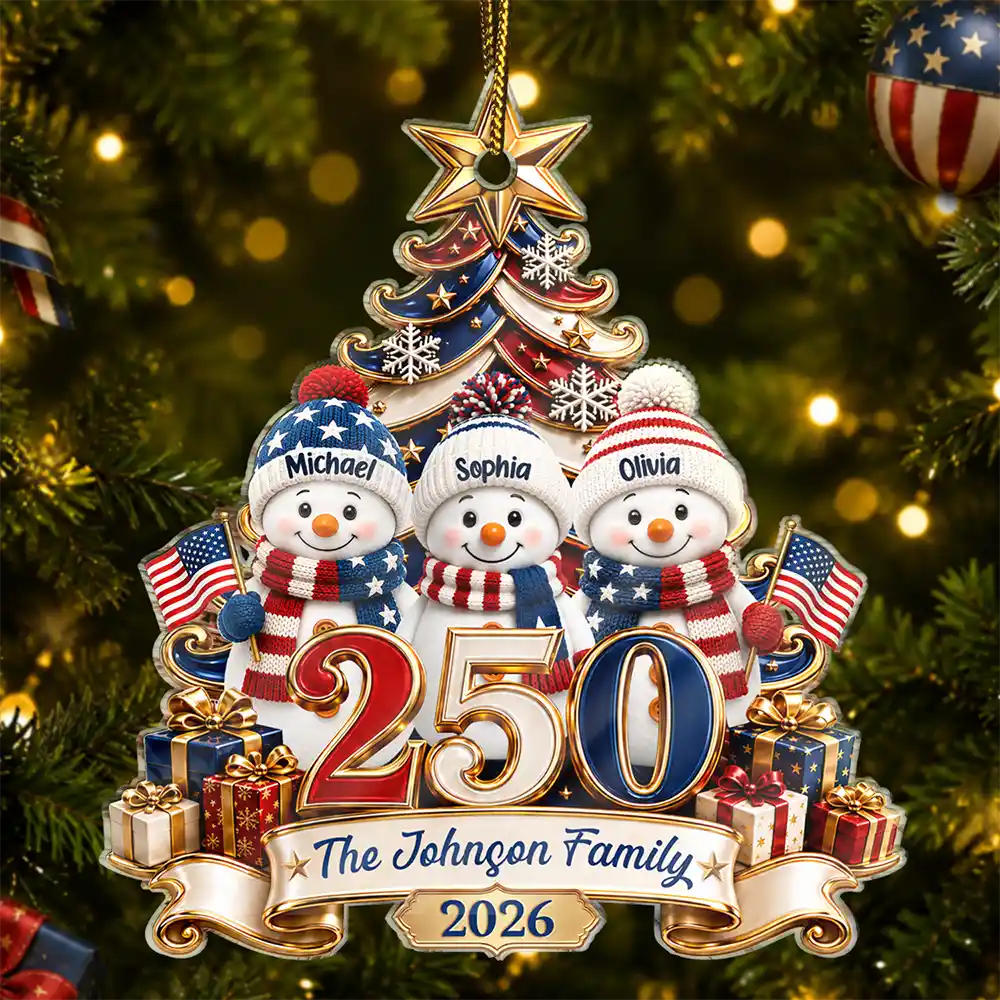 Snowman 250 Years Of Freedom America Anniversary - Personalized Custom Shaped Acrylic Ornament