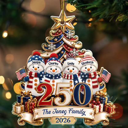 Snowman 250 Years Of Freedom America Anniversary - Personalized Custom Shaped Acrylic Ornament
