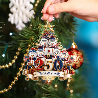 Snowman 250 Years Of Freedom America Anniversary - Personalized Custom Shaped Acrylic Ornament