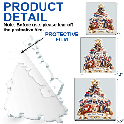 Snowman 250 Years Of Freedom America Anniversary - Personalized Custom Shaped Acrylic Ornament