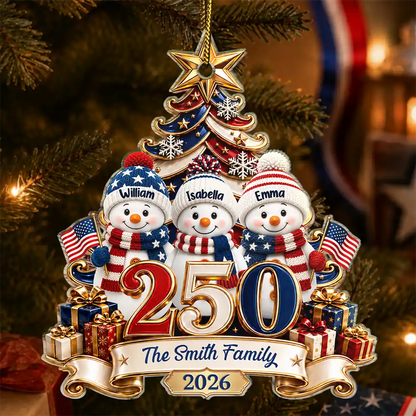Snowman 250 Years Of Freedom America Anniversary - Personalized Custom Shaped Acrylic Ornament