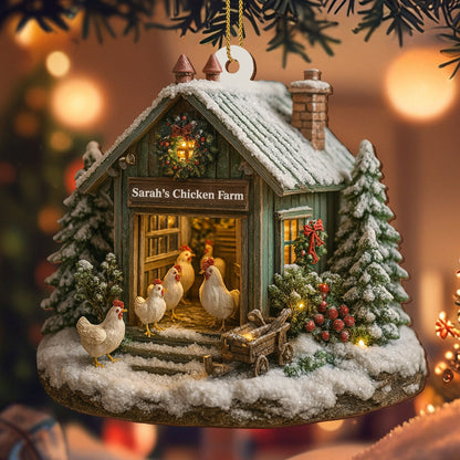 Welcome to Our Cozy Farm, Celebrate the Holiday Season - Personalized Custom Wood Ornament, Custom Shaped - XMAS037_WDO