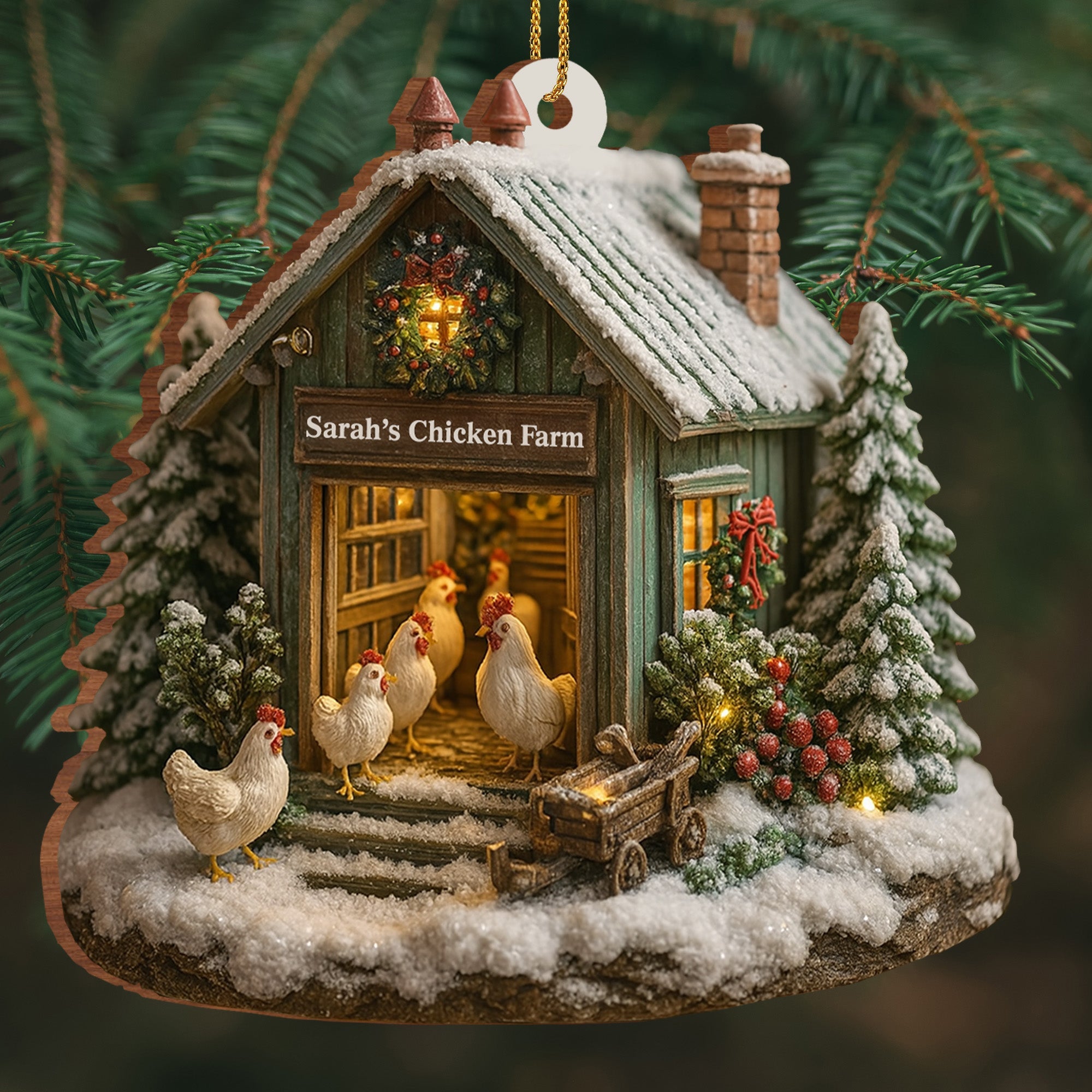 Welcome to Our Cozy Farm, Celebrate the Holiday Season - Personalized Custom Wood Ornament, Custom Shaped - XMAS037_WDO