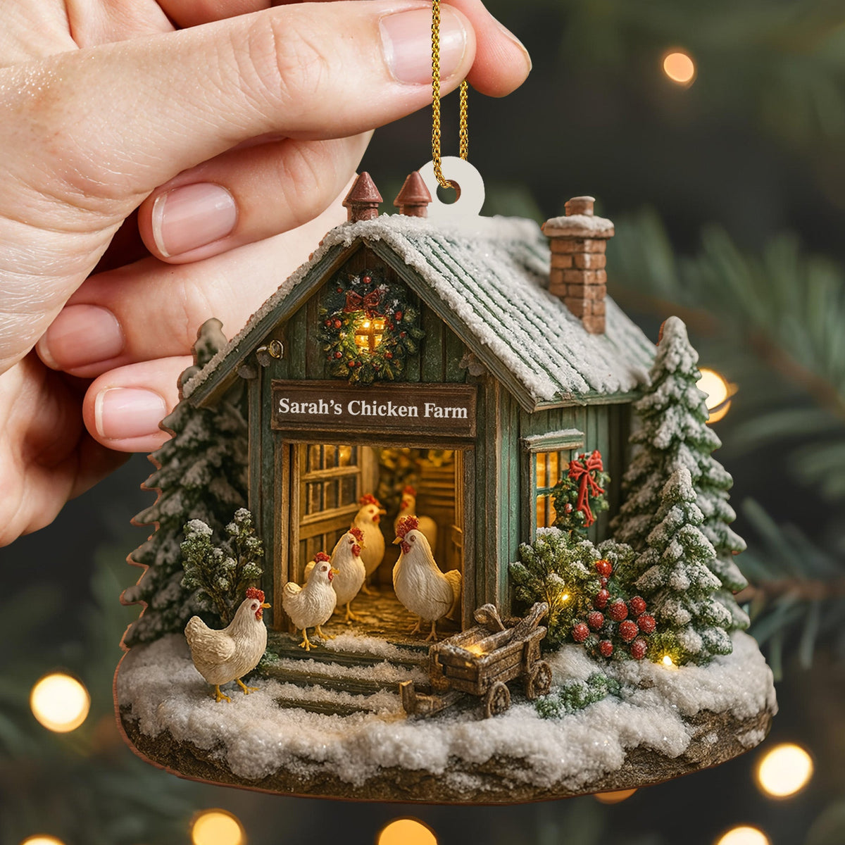 Welcome to Our Cozy Farm, Celebrate the Holiday Season - Personalized Custom Wood Ornament, Custom Shaped - XMAS037_WDO