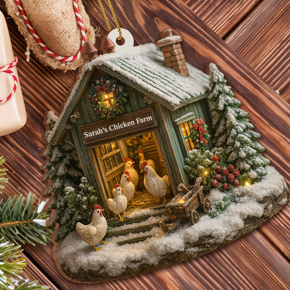 Welcome to Our Cozy Farm, Celebrate the Holiday Season - Personalized Custom Wood Ornament, Custom Shaped - XMAS037_WDO
