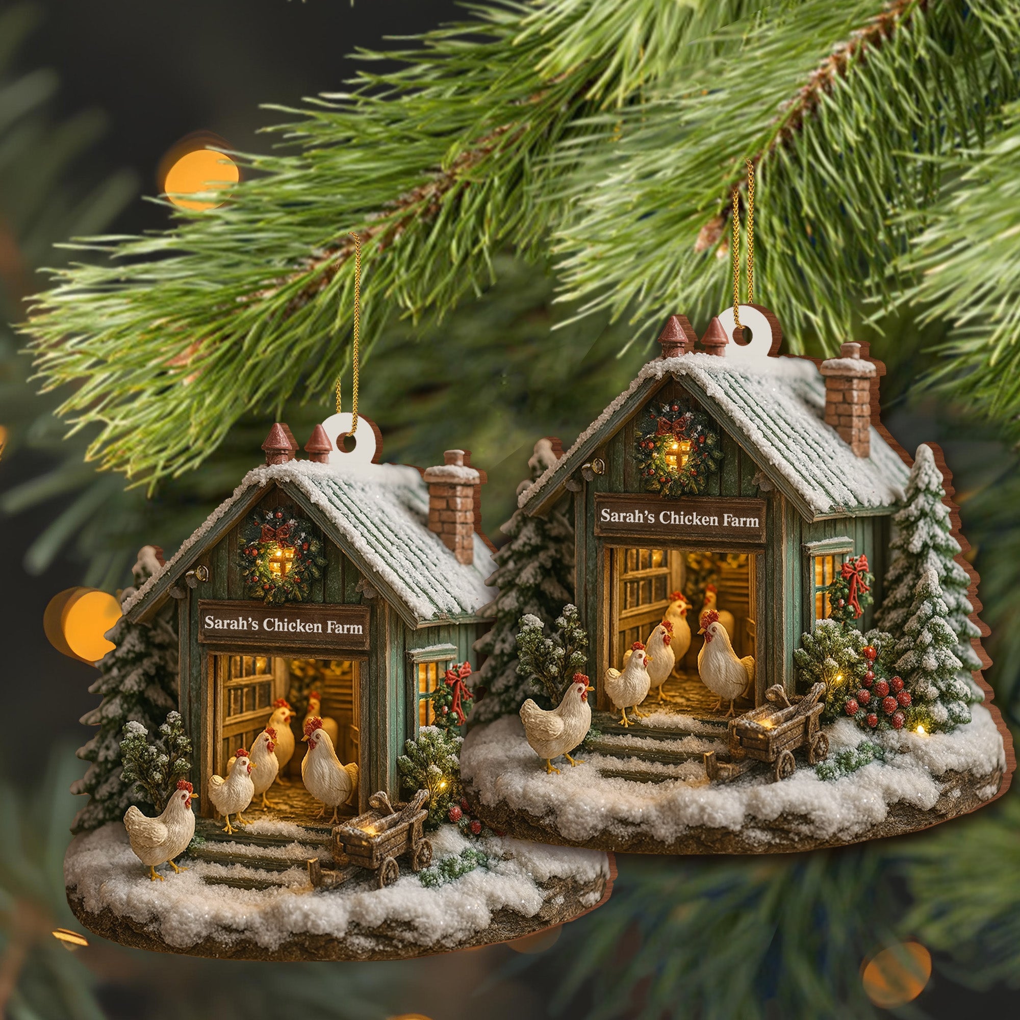 Welcome to Our Cozy Farm, Celebrate the Holiday Season - Personalized Custom Wood Ornament, Custom Shaped - XMAS037_WDO
