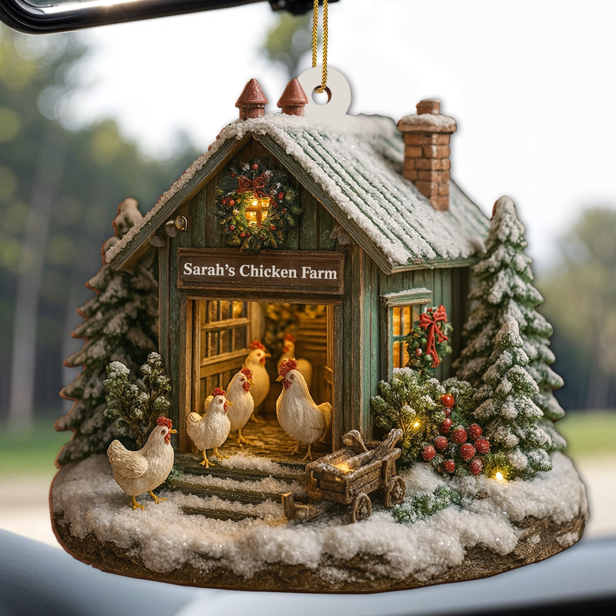 Welcome to Our Cozy Farm, Celebrate the Holiday Season - Personalized Custom Wood Ornament, Custom Shaped - XMAS037_WDO