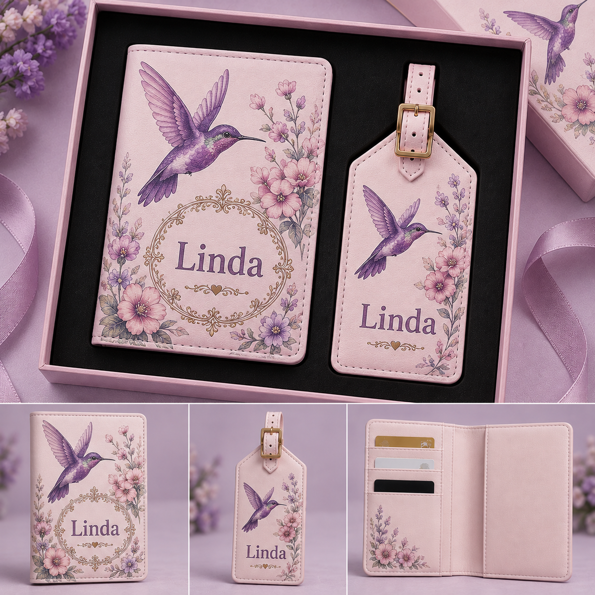 ✈️Personalized Travel Wallet and Luggage Tag Set – Personalized Gift for Her🎁