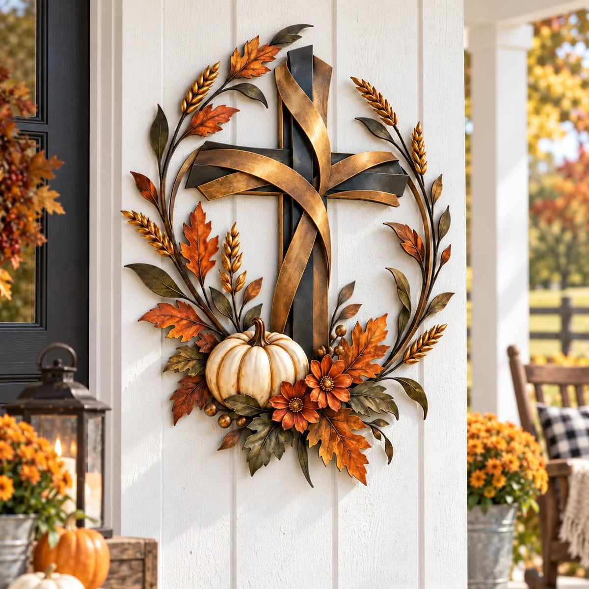 ✝️🍂 Autumn Cross & Pumpkin Harvest Wall Decor (📦Buy 2 Free Shipping)