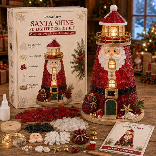 🔥Hot Sale🔥 - 🎄Beginner-Friendly DIY Lighted Christmas Character Sea Glass-Style Lighthouse Kit Collection | Complete Kit with Sea Glass-Style Pieces, LED Lights & Step-by-Step Guide Included 💕