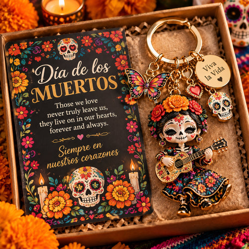 Dia de los Muertos Sugar Skull Keychain