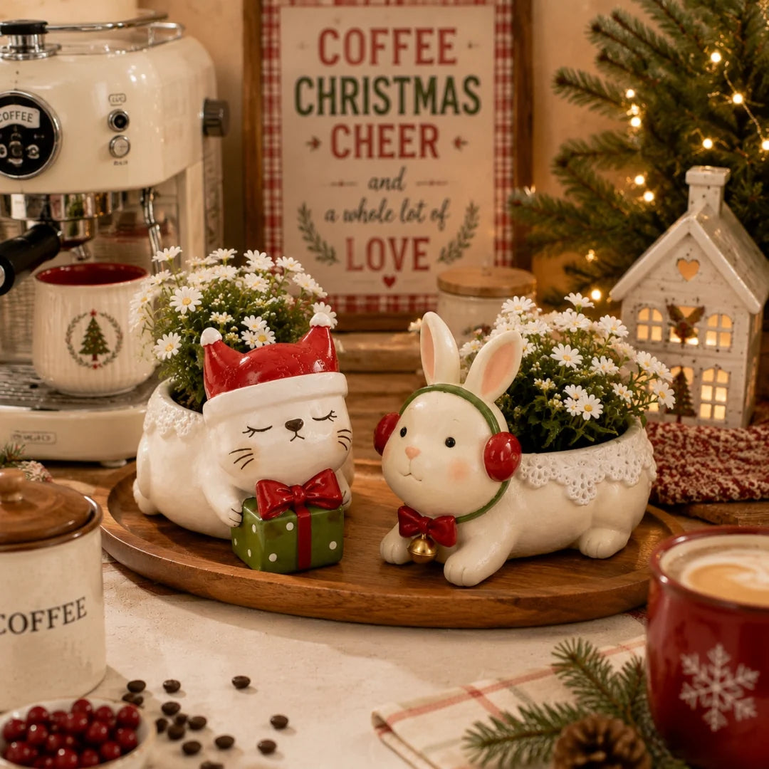 🌿Whimsical Christmas Animal Succulent Planters