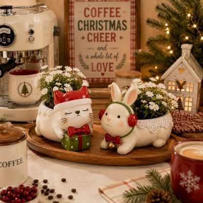 🌿Whimsical Christmas Animal Succulent Planters