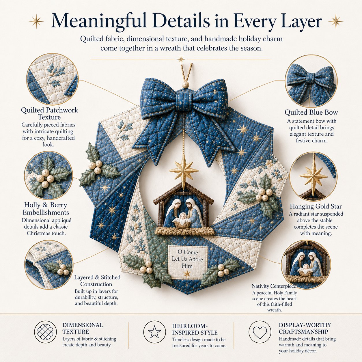 🔥Hot Sale🔥  - 🎄Beginner-Friendly Christmas Fabric Wreath DIY Kit