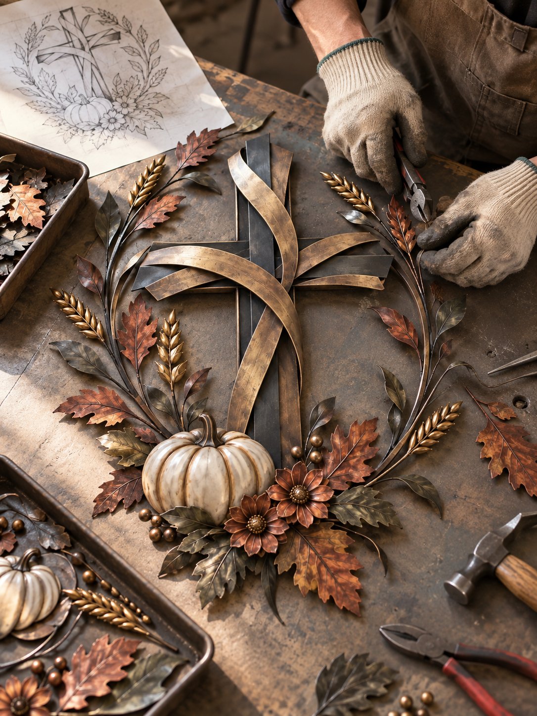 ✝️🍂 Autumn Cross & Pumpkin Harvest Wall Decor (📦Buy 2 Free Shipping)