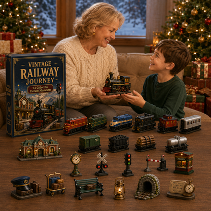 🔥Hot Sale🔥 - Vintage Railway Journey 24-Day Advent Calendar – Collectible Christmas Countdown Gift