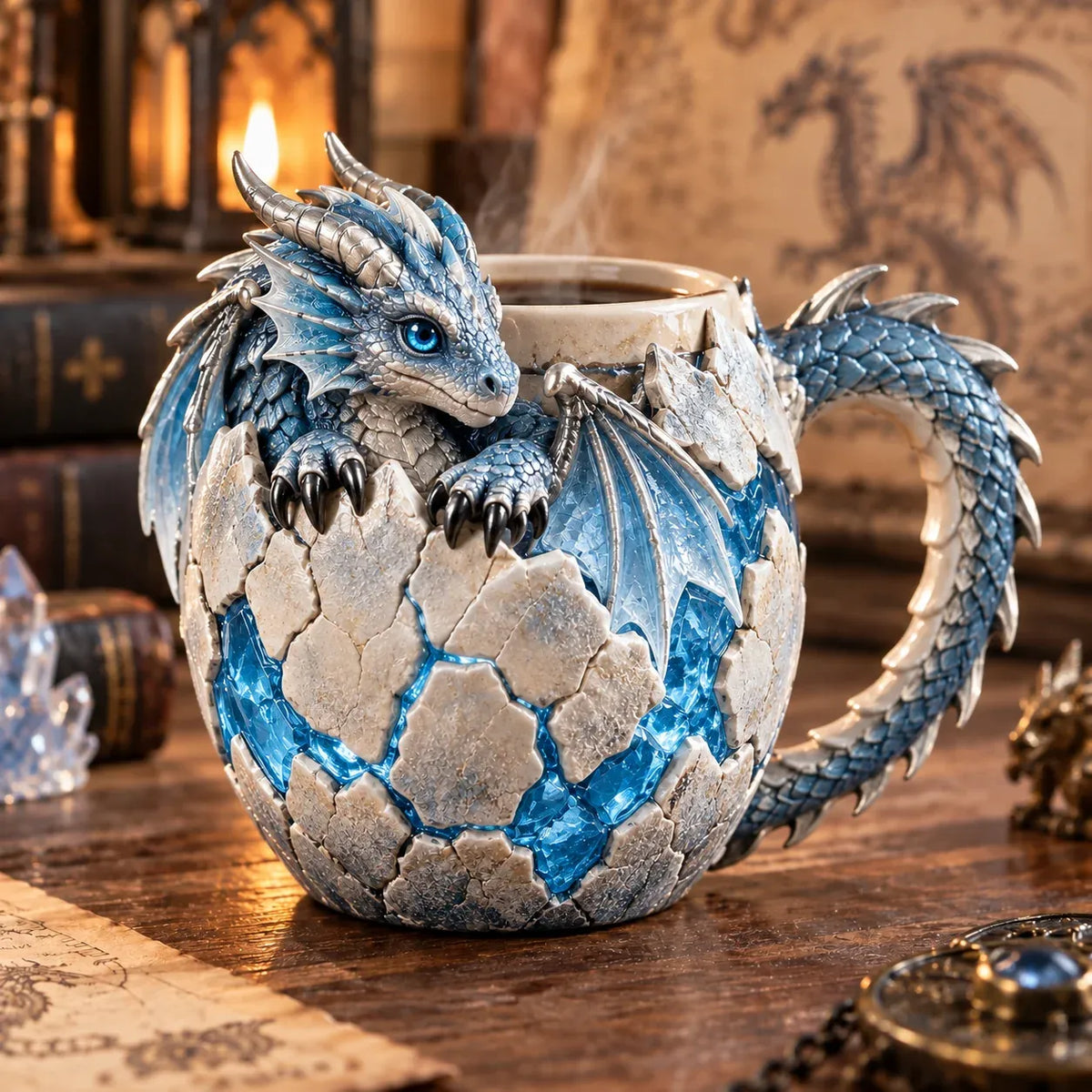 🐉 Dragonbound Realms Sculpted Dragon Mug Collection | 6 Fantasy Realm Designs with Raised 3D Dragon Details ☕