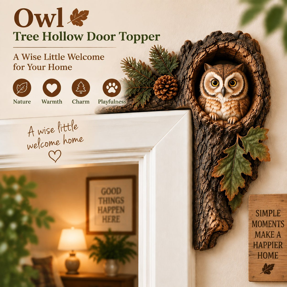 🔥Hot Sale🔥 - 🐿️ 3D Chipmunk Tree Hollow Door Topper | Woodland Animal Doorway Decor For Cozy Nature Homes
