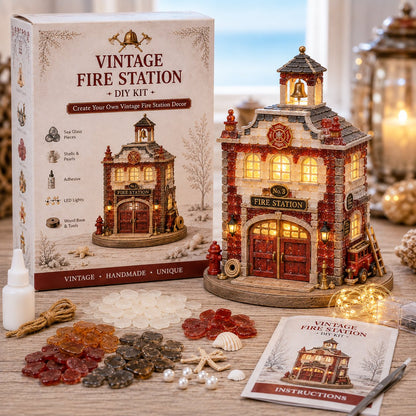 🚒 Beginner-Friendly Vintage Firehouse Mosaic Light DIY Kit Collection | Complete Kit with Mosaic Pieces, LED Lights & Step-by-Step Guide Included 💕