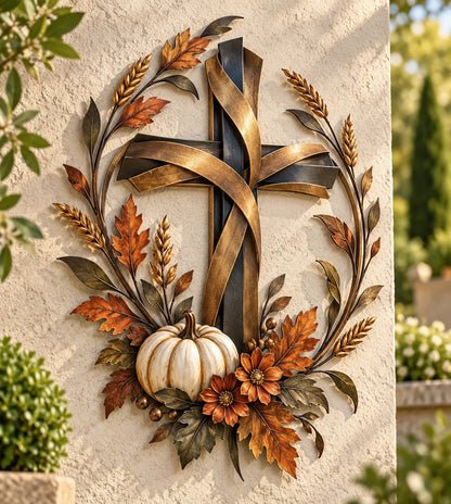 ✝️🍂 Autumn Cross & Pumpkin Harvest Wall Decor (📦Buy 2 Free Shipping)