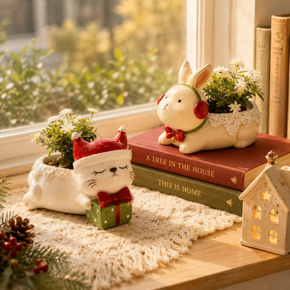 🌿Whimsical Christmas Animal Succulent Planters
