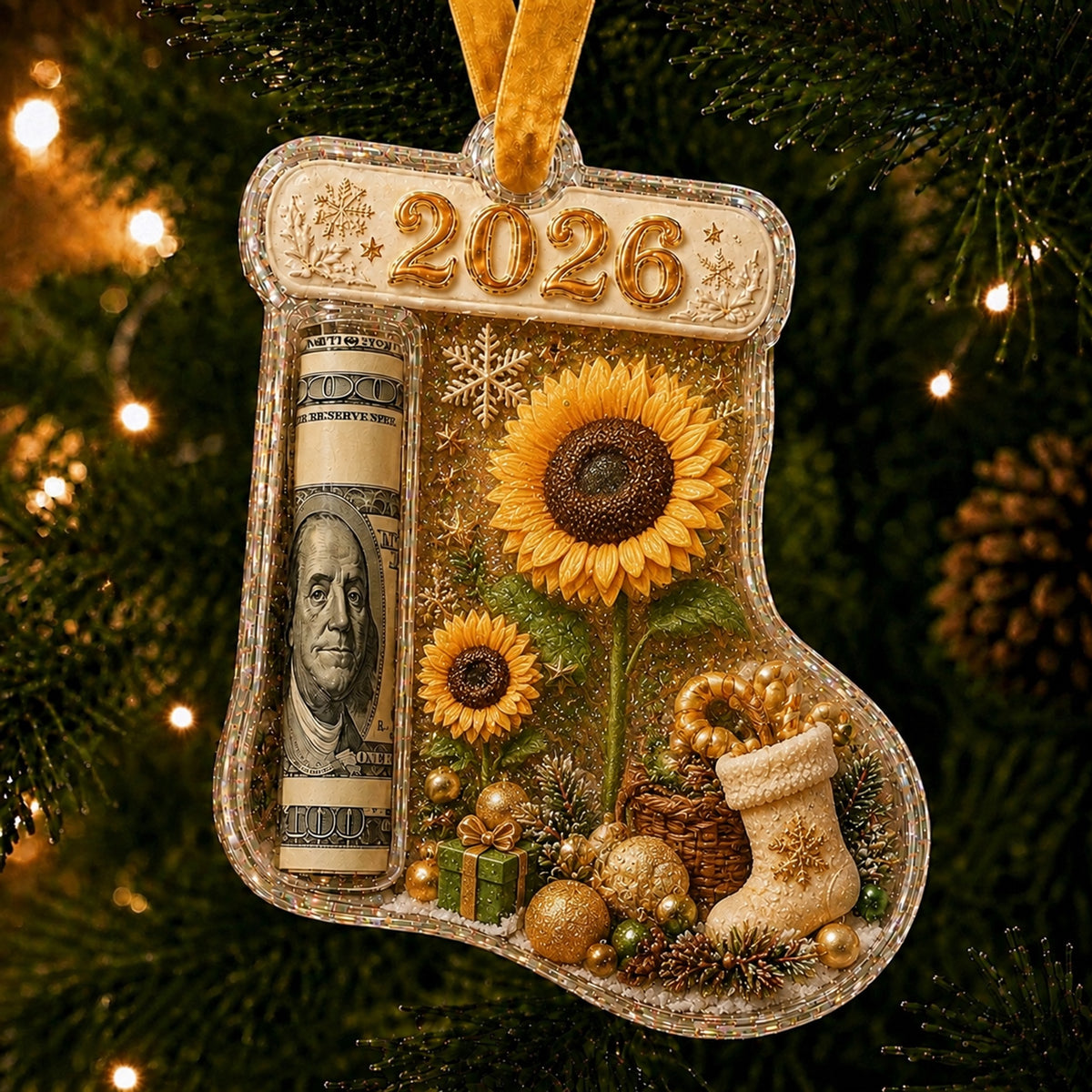 🎅 Cash Clip Christmas Tree Ornament – Novelty Holiday Money Gift Clip