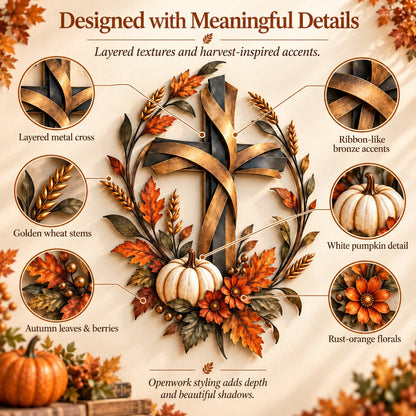 ✝️🍂 Autumn Cross & Pumpkin Harvest Wall Decor (📦Buy 2 Free Shipping)