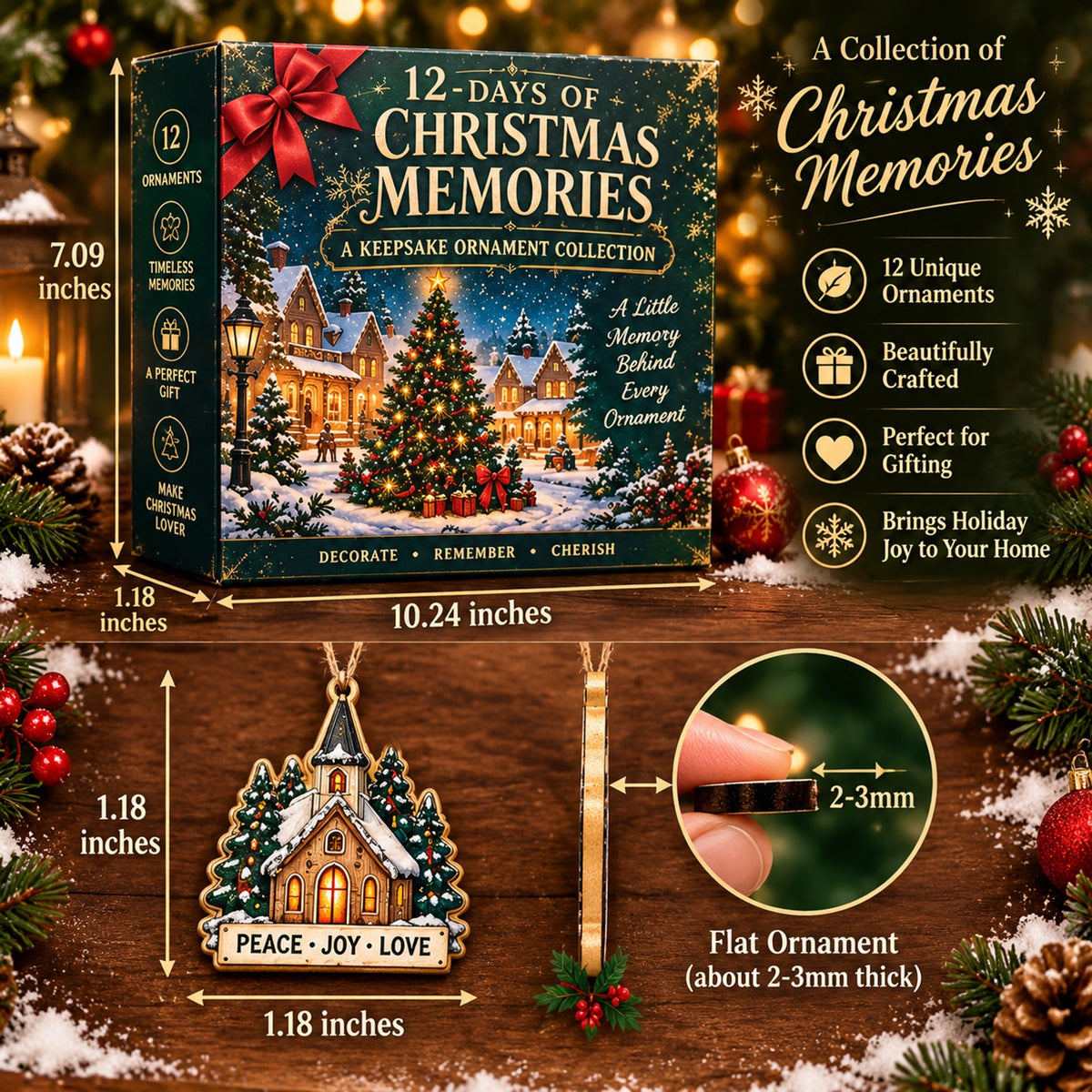 🎄12-Day Christmas Memories Ornament Set ✨A Story Behind Every Ornament
