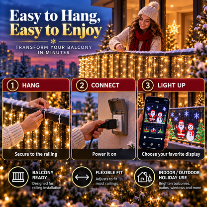 🎄 Smart RGB Pixel Curtain Lights – App-Controlled Animated Holiday Display for Balcony & Window Decor