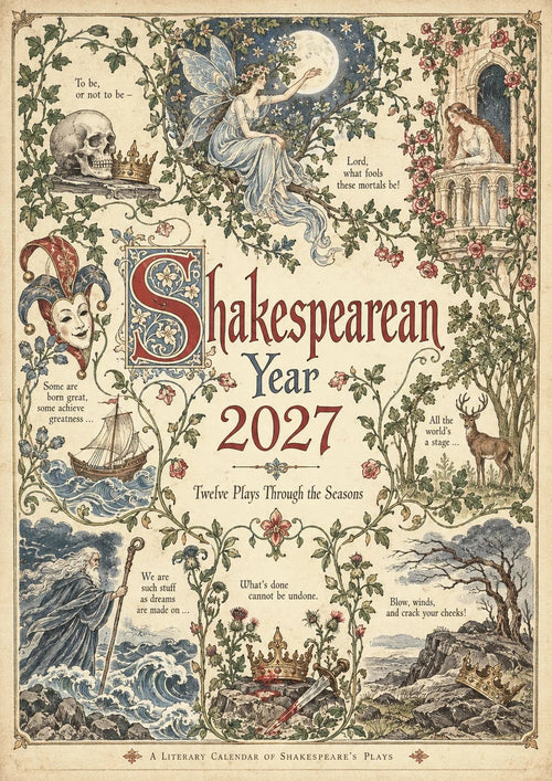 🔥Hot Sale🔥 - A Shakespearean Year 2027 – 12 Plays Through the Seasons | Vintage Illustrated Wall Calendar